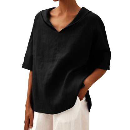 Women's Creative Printing Cotton And Linen Relaxed-fit Hoodie Top