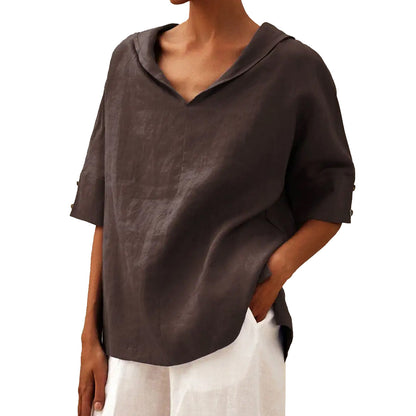 Women's Creative Printing Cotton And Linen Relaxed-fit Hoodie Top